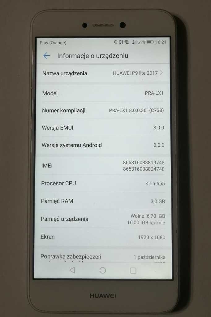 Huawei P9 Lite 2017 PRA-LX1 3GB/16GB + karta 16GB