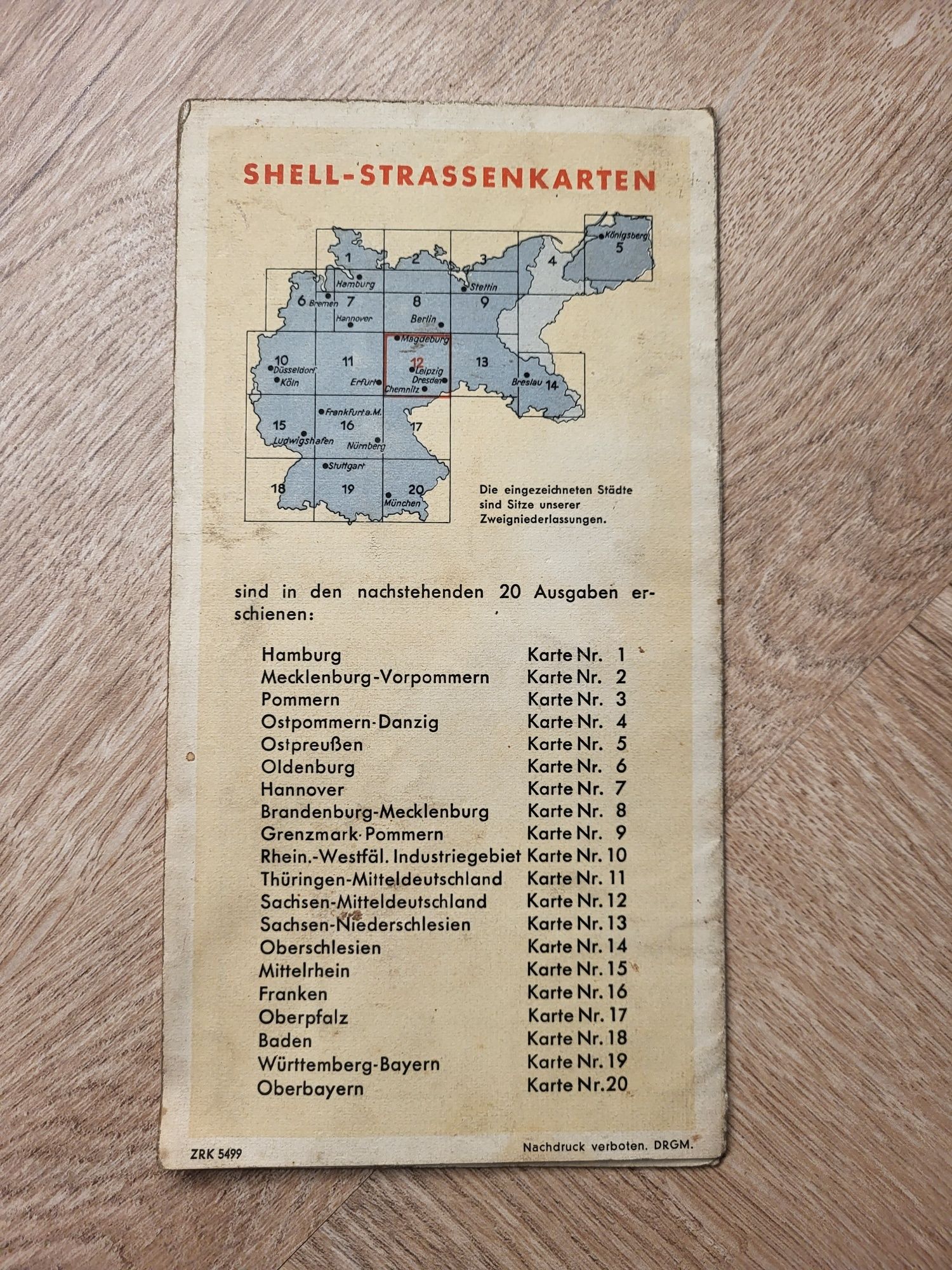 Przedwojenna mapa Shell Saksonia, Lipsk, Halle. Polecam