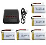 Zestaw akumulatorów 3,7V 800mAh + ładowarka –  5 sztuki