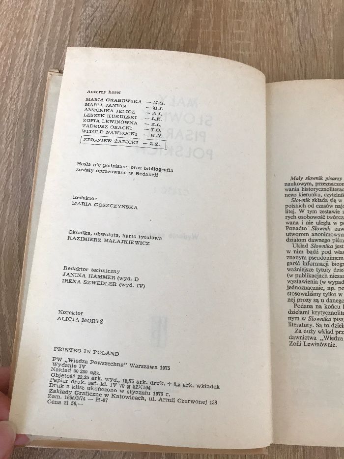 Mały słownik pisarzy polskich - cz. 1 - 1975r.