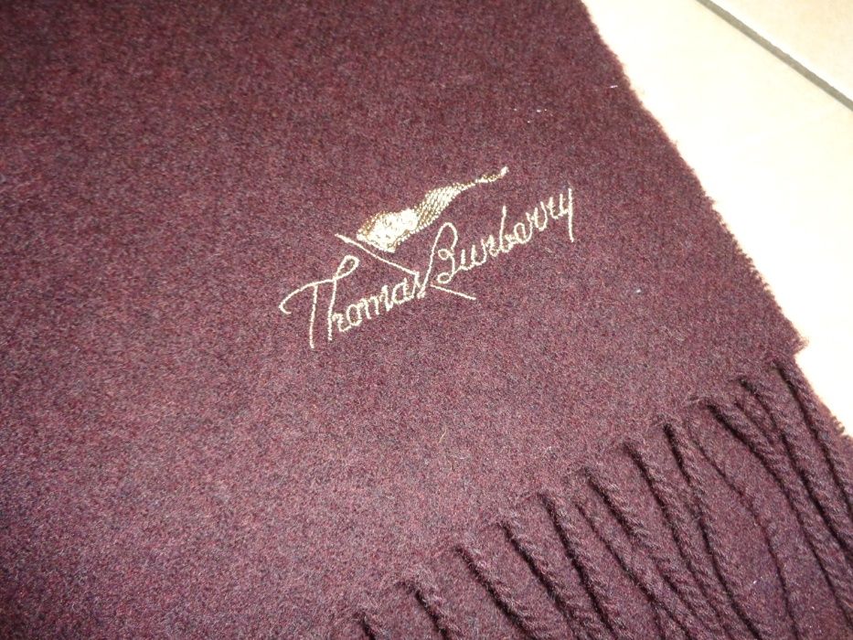 Thomas BURBERRY made in Scotland NOWY wełniany szal szalik LAMBSWOOL