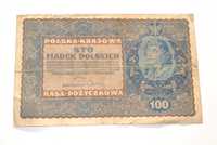 Stary banknot 100 marek Polskich 1919 antyk unikat