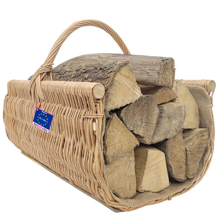 Kosz wiklinowy na drewno z jutą Rynna 50x43x32cm koszyk kominkowy