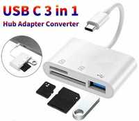 Type-C USB Hub 3 в 1 -> USB-A 3.0, SD, microSD