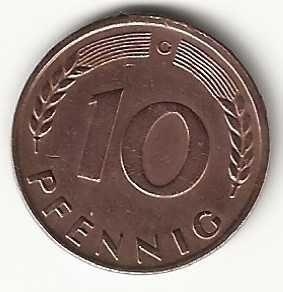 10 Pfennig de 1950 G, Alemanha Ocidental