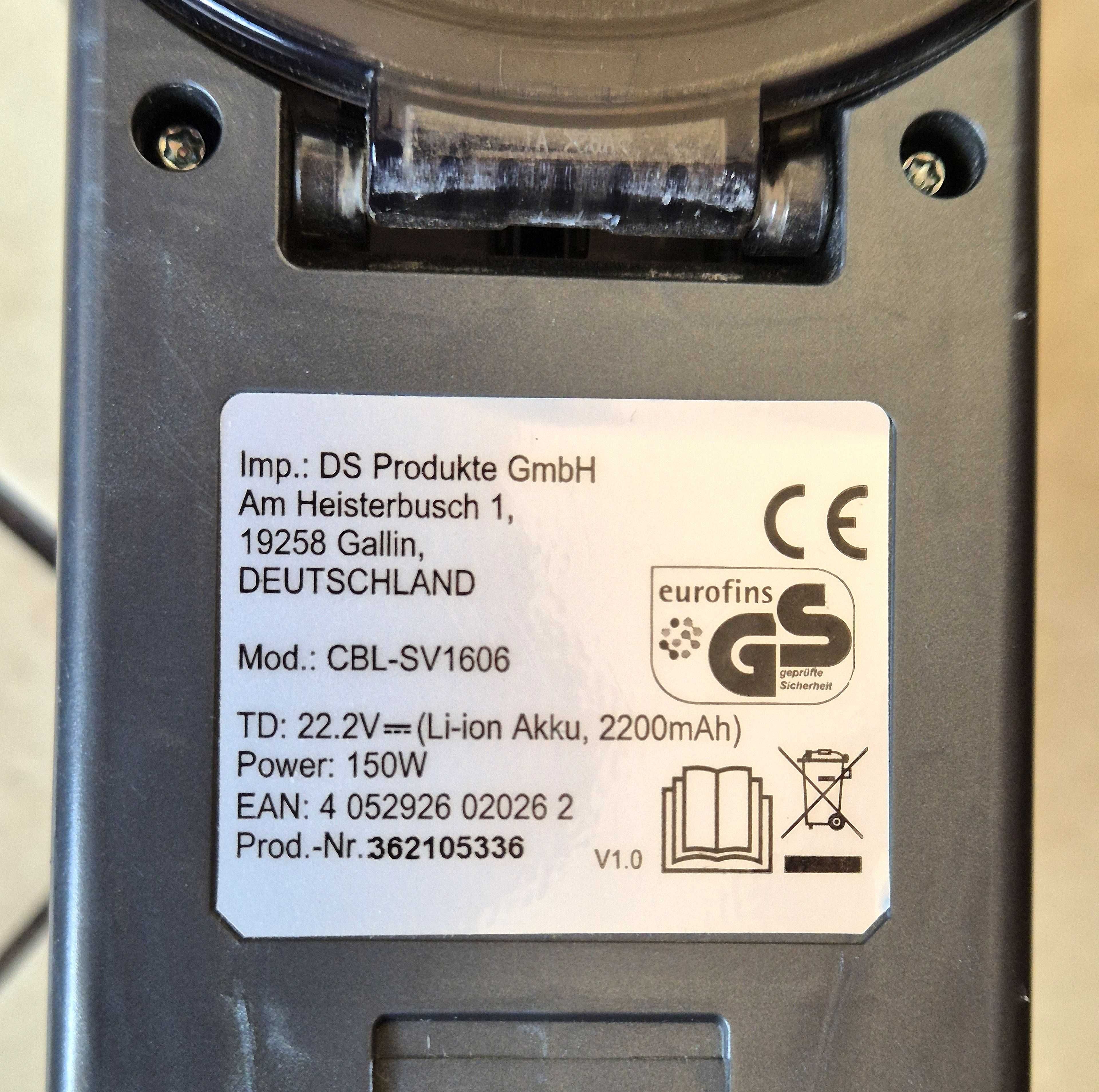Odkurzacz pionowy bezprzewodowy Clenmaxx CBL-SV1606 oświetlenie LED