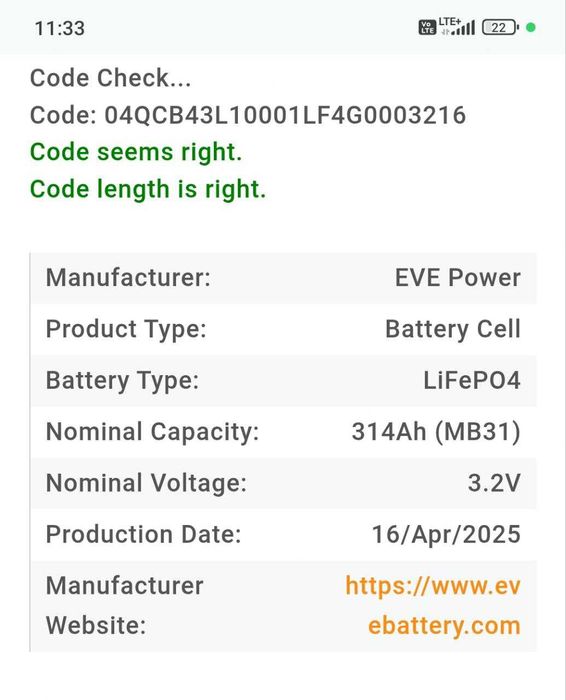 Ogniwa LiFePo4 EVE POWER MB31 314AH 3.2V M6 STUD single // JAWORZNO