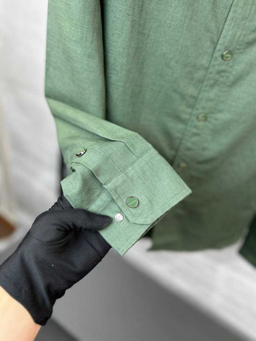 Рубашка с капюшоном Kiton льняная рубашка Китон зеленая сорочка p048