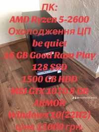 ПК:Ryzen 5-2600/16 GB DDR4/MSI GTX 1070-8 GB ARMOR/1500 GB HDD/SSD 128