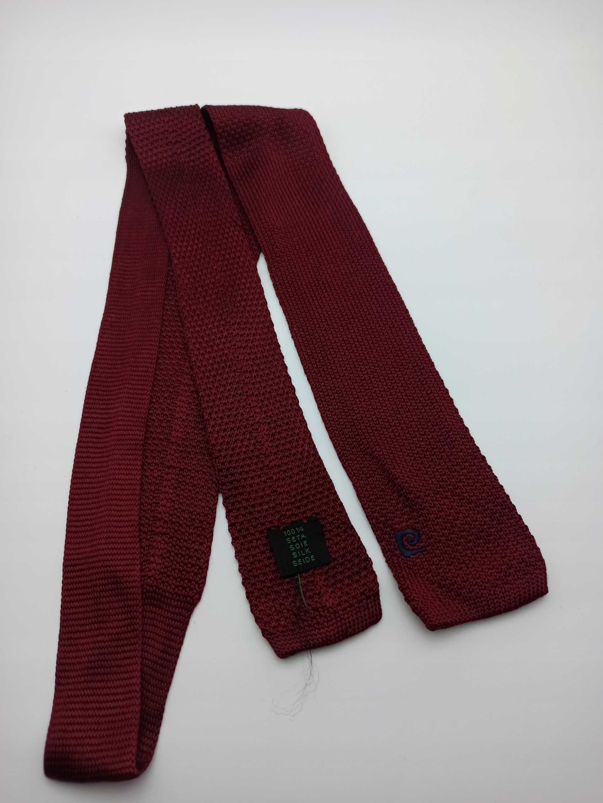 Pierre Cardin bordowy jedwabny krawat knit pc13