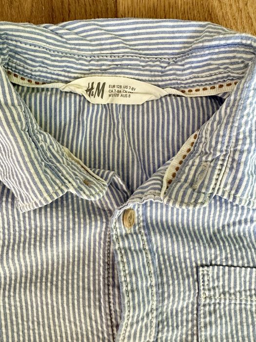 Śliczna koszula H&M 128 7-8lat biało-błękitna