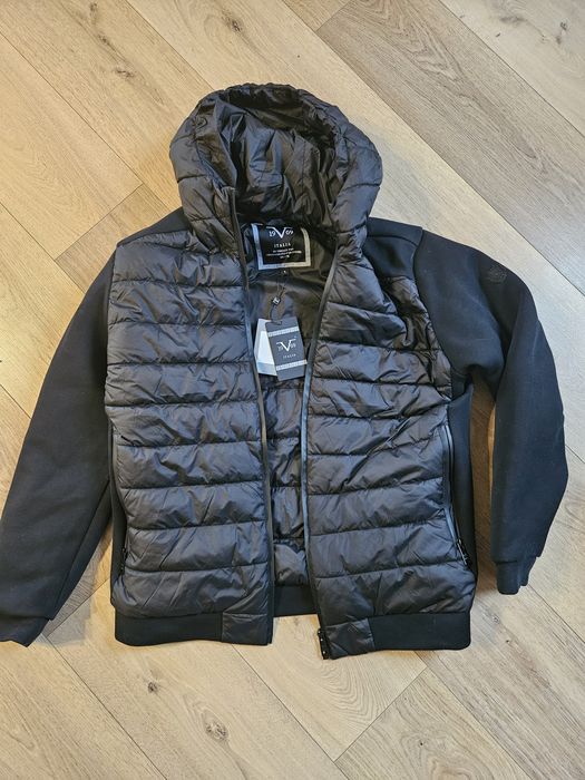 Kurtka męska zimowa pikowana z kapturem 19v69 by Versace wodoodporna,