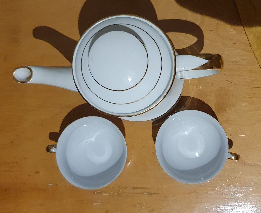 Dzbanek do kawy i 2 filiżanki porcelana Wawel