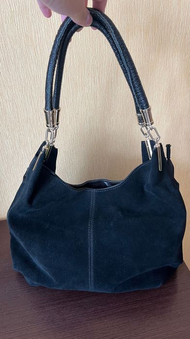 Замшева сумка жіноча чорна