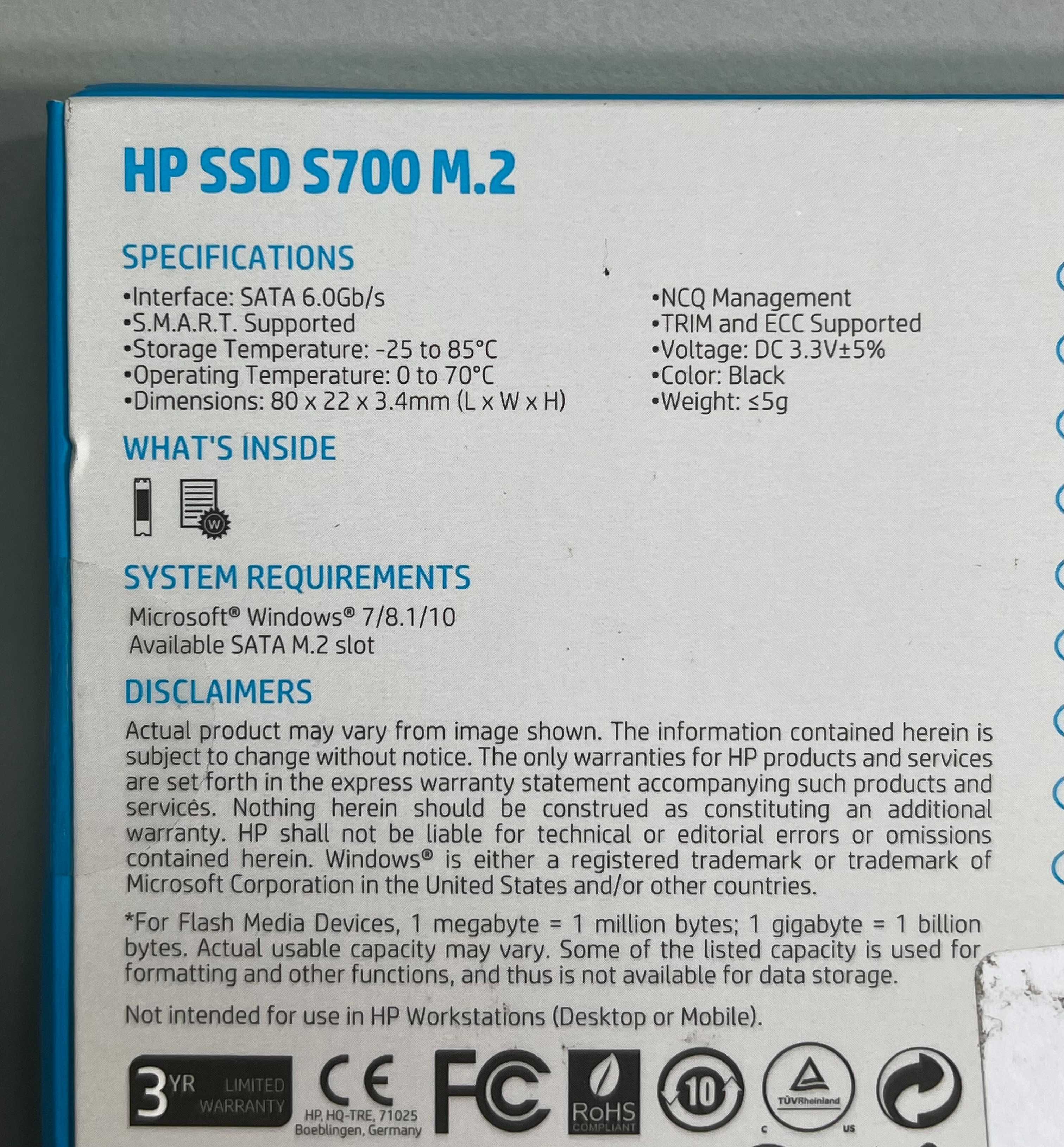 Wewnętrzny dysk twardy HP SSD S700 M.2 250 GB