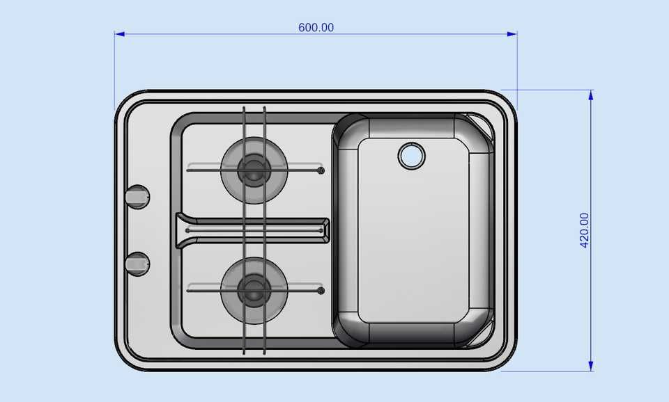 Dometic HS 2420 R газова поверхня на 2 комфорки+мийка справа (Італія)