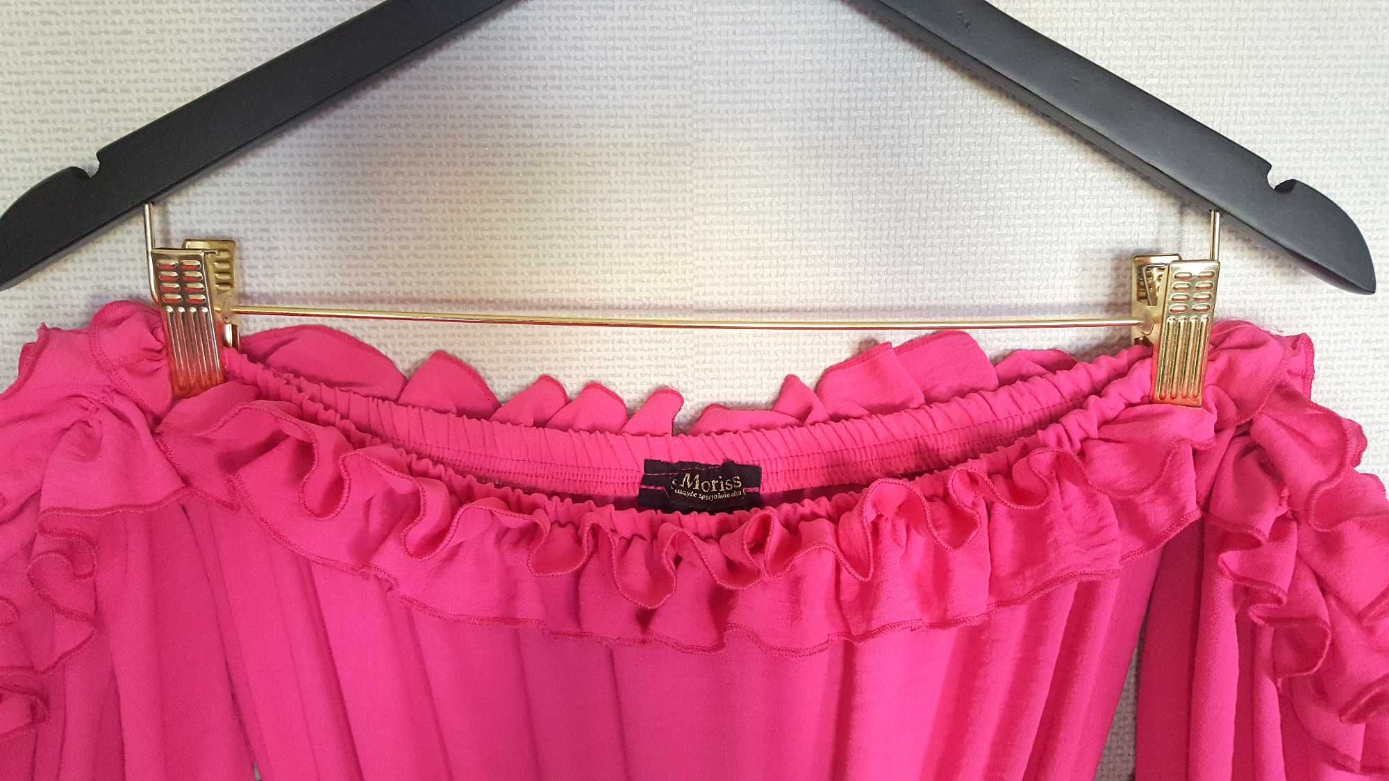 S.MORISS różowa asymetryczna sukienka hiszpanka fuksja