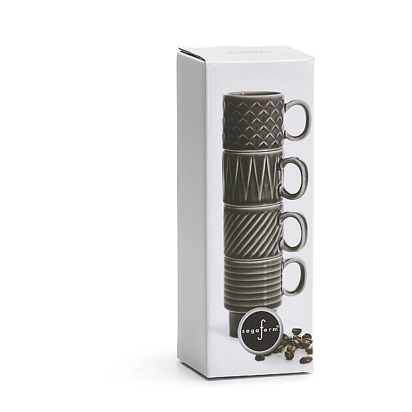 Filiżanki do espresso Sagaform Coffe, 4 szt., szare, ceramika, 0,1 l