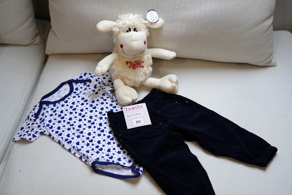 Nowy zestaw spodnie i body w serduszka 100%bawełna r. 80/86 Lupilu