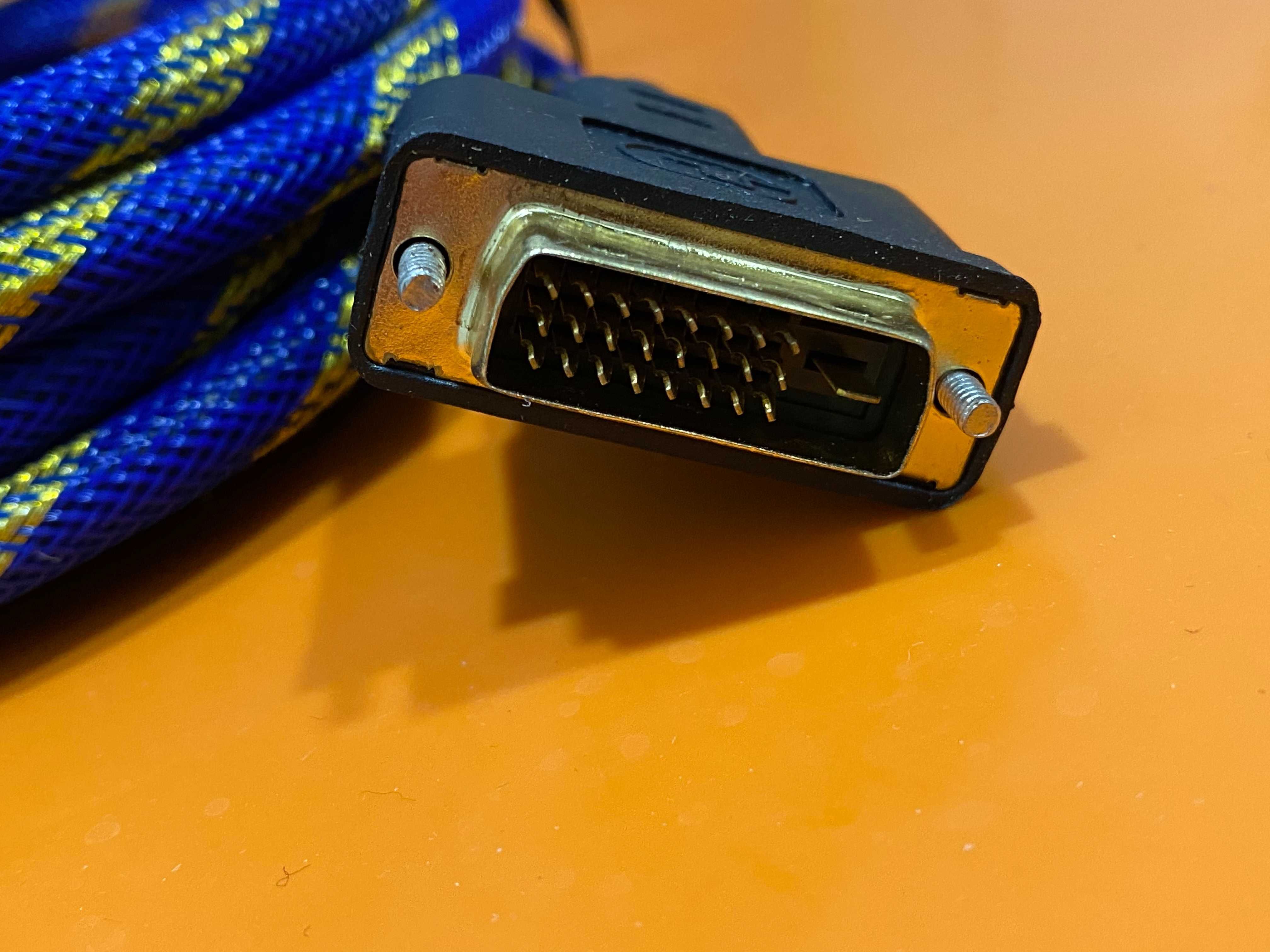 Кабель перехідник DVI - HDMI 5 метрів в оплетке с ферритами