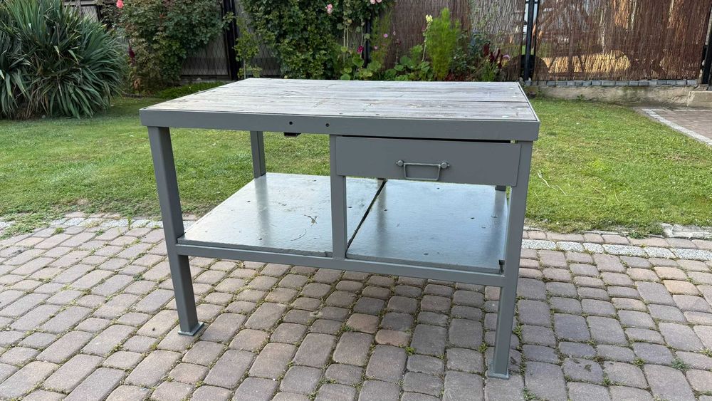 Stół Warsztatowy Metalowy 115×80 cm z Szufladą
