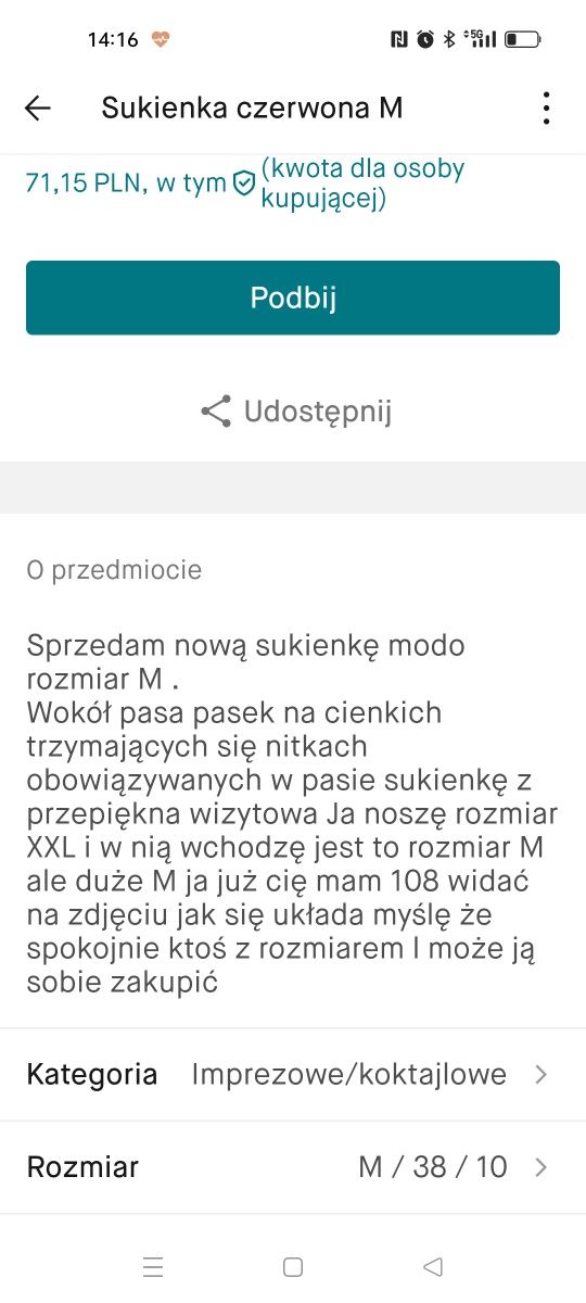 Sukienka czerwona m nowa