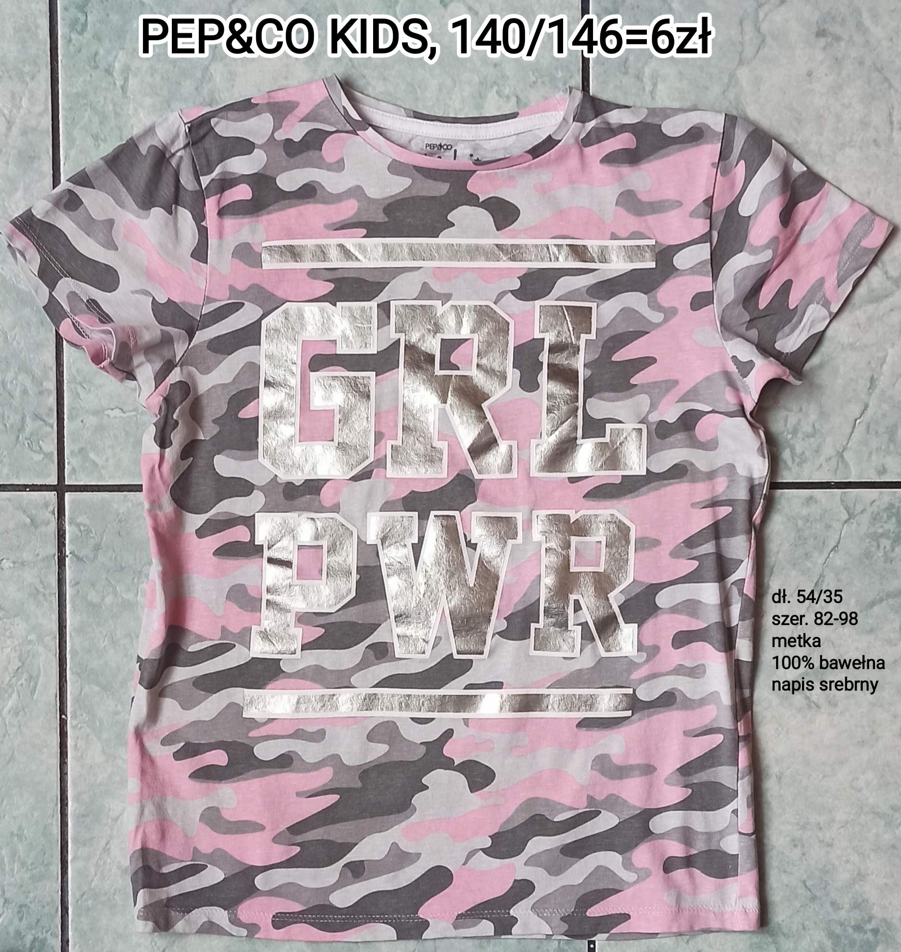 T-shirt dziewczęcy moro.