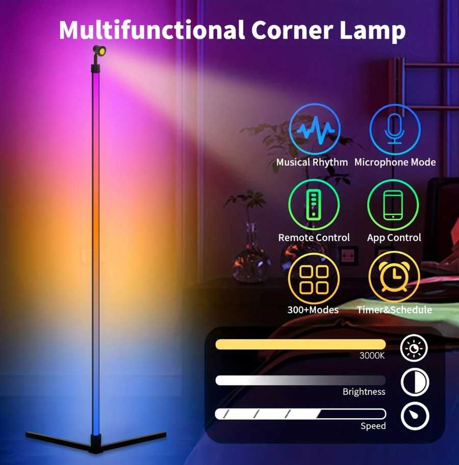 Lampa Narożna LED RGB z Oświetleniem Zachodu Słońca