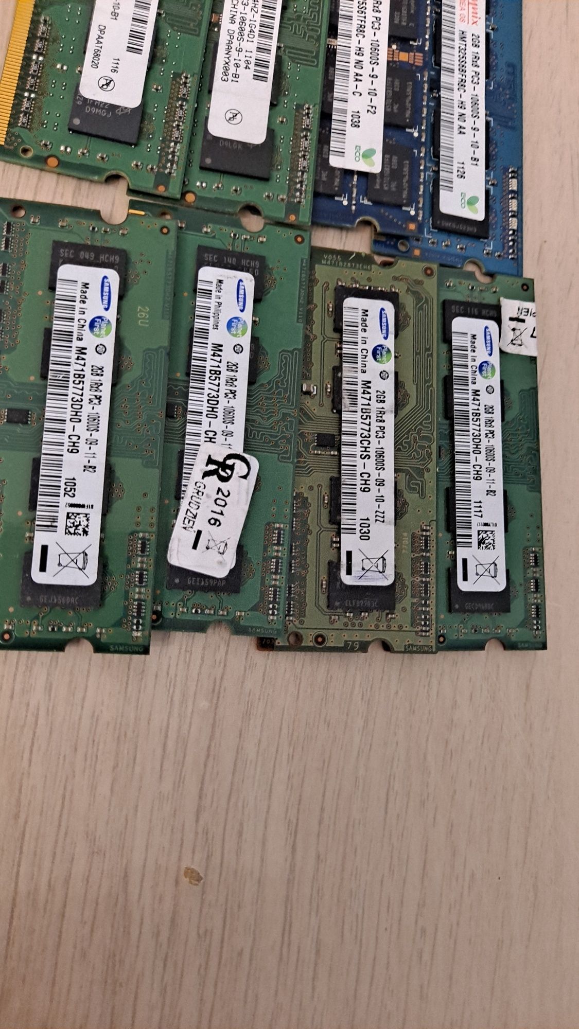 8szt RAM SO-DIMM DDR3 2GB laptopowe