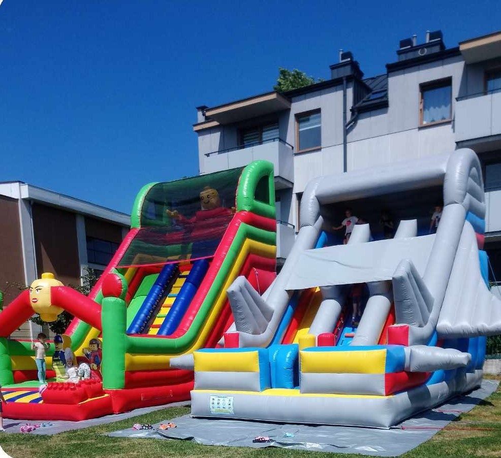 Zjeżdżalnie dmuchane zamki domki Piana party wynajem Miś
