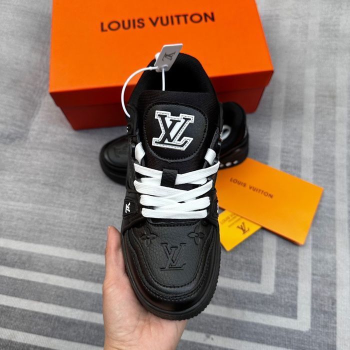 Кроссовки Louis Vuitton Trainer мужские брендовые черные кожаные