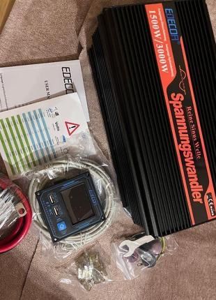 Перетворювач напруги edecoa 12v до 230v 1500/3000w