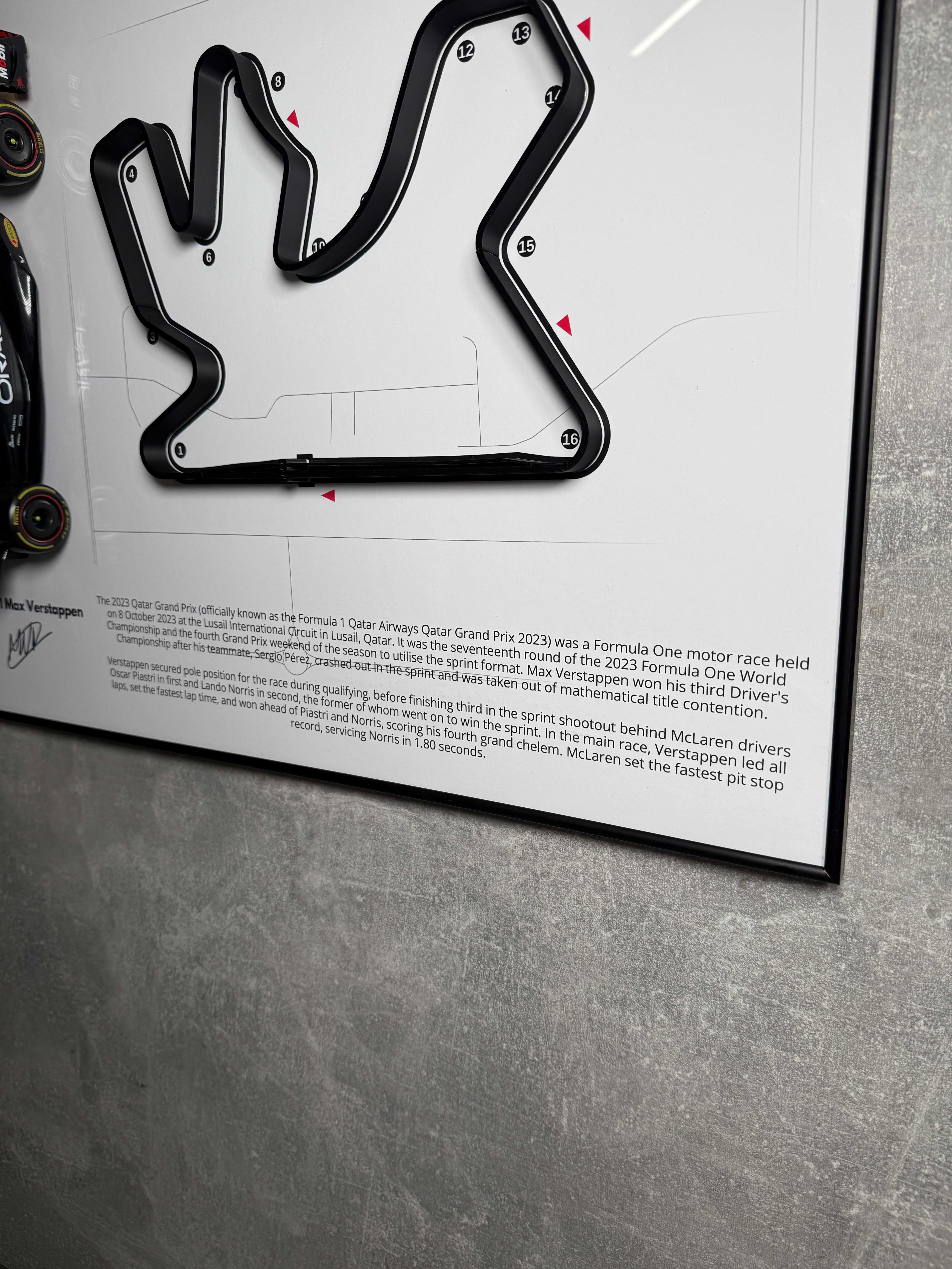 3D Картина на Стіну з Bburago Red Bull RB19 1:18 та 3D Трасою Qatar GP