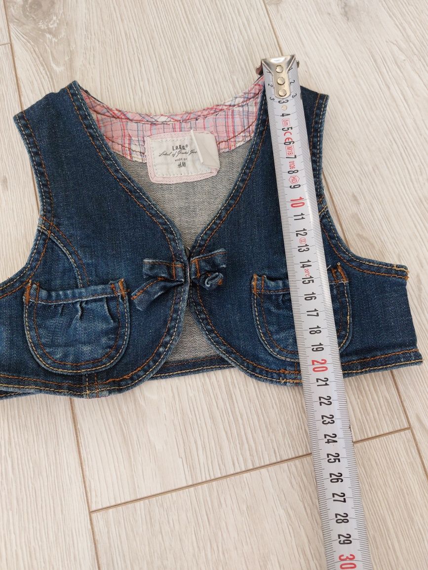 Komplet dla dziewczynki spódniczka tiulowa Kamizelka jeansowa h&m 86