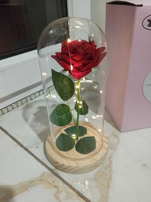 Роза в колбе с подсветкой|Подарок для любимой / мамы / подруги красная