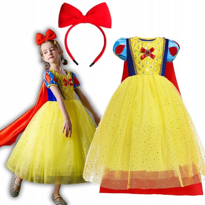 Strój kostium sukienka Królewna Śnieżka 3w1 opaska r.XL 140/146