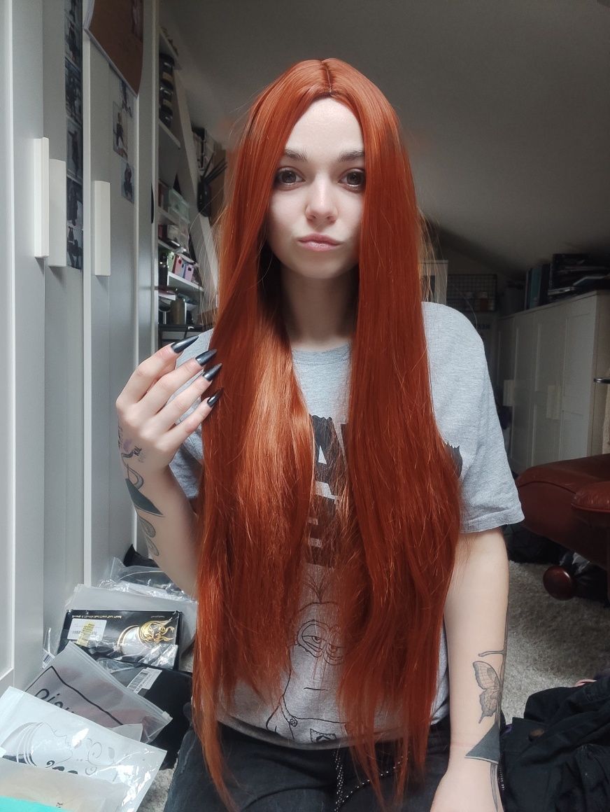 Ruda peruka Orange WIG cosplay