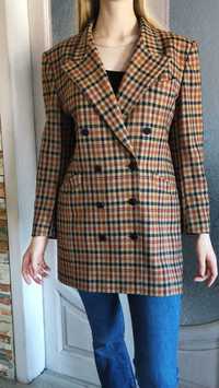 Escada теплый пиджак пиджак в клетку шерстяное пальто двубортный пиджа