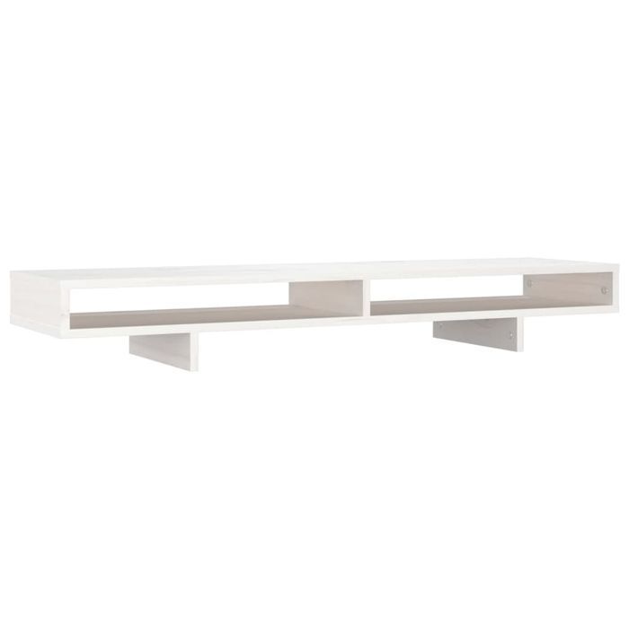 Vidaxl Podstawka Na Monitor, Biała, 100X27X14 Cm, Lite Drewno Sosnowe