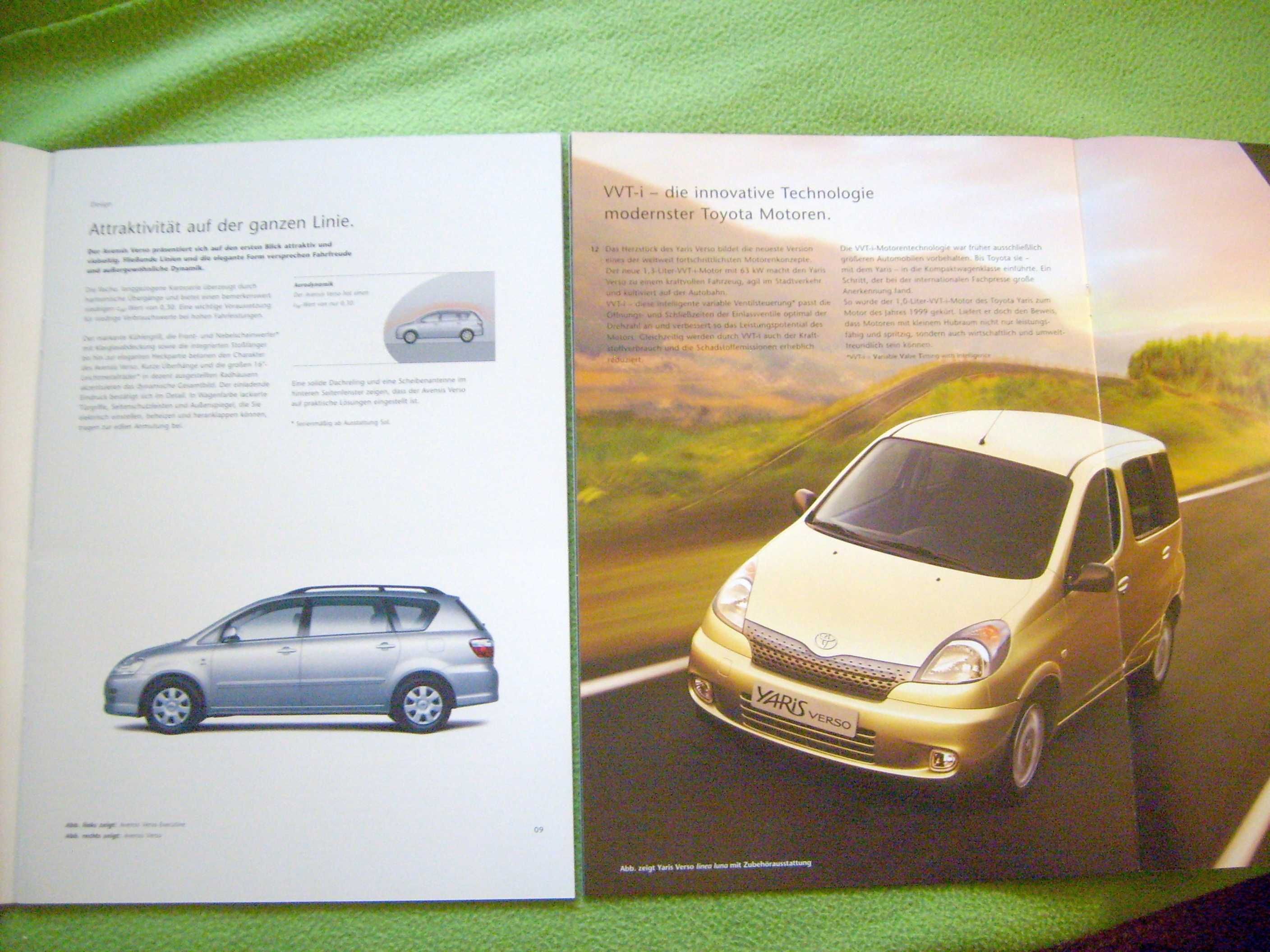 TOYOTA 3 prospekty: Avensis '04 + Avensis Verso '04 + Yaris Verso '00