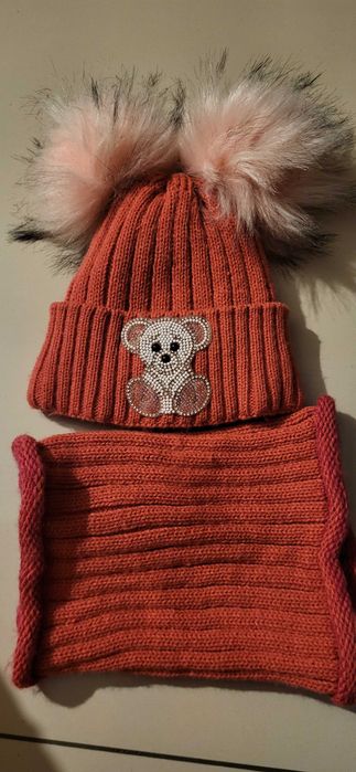 Komplet komin i czapka dla dziewczynki