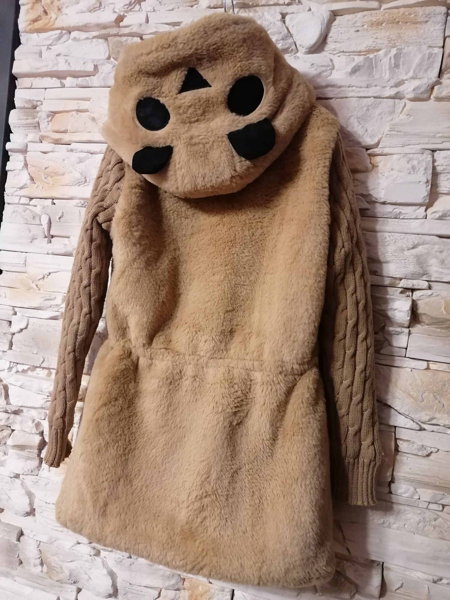 134/140cm dziewczęca futerkowa kurtka jesienno zimowa