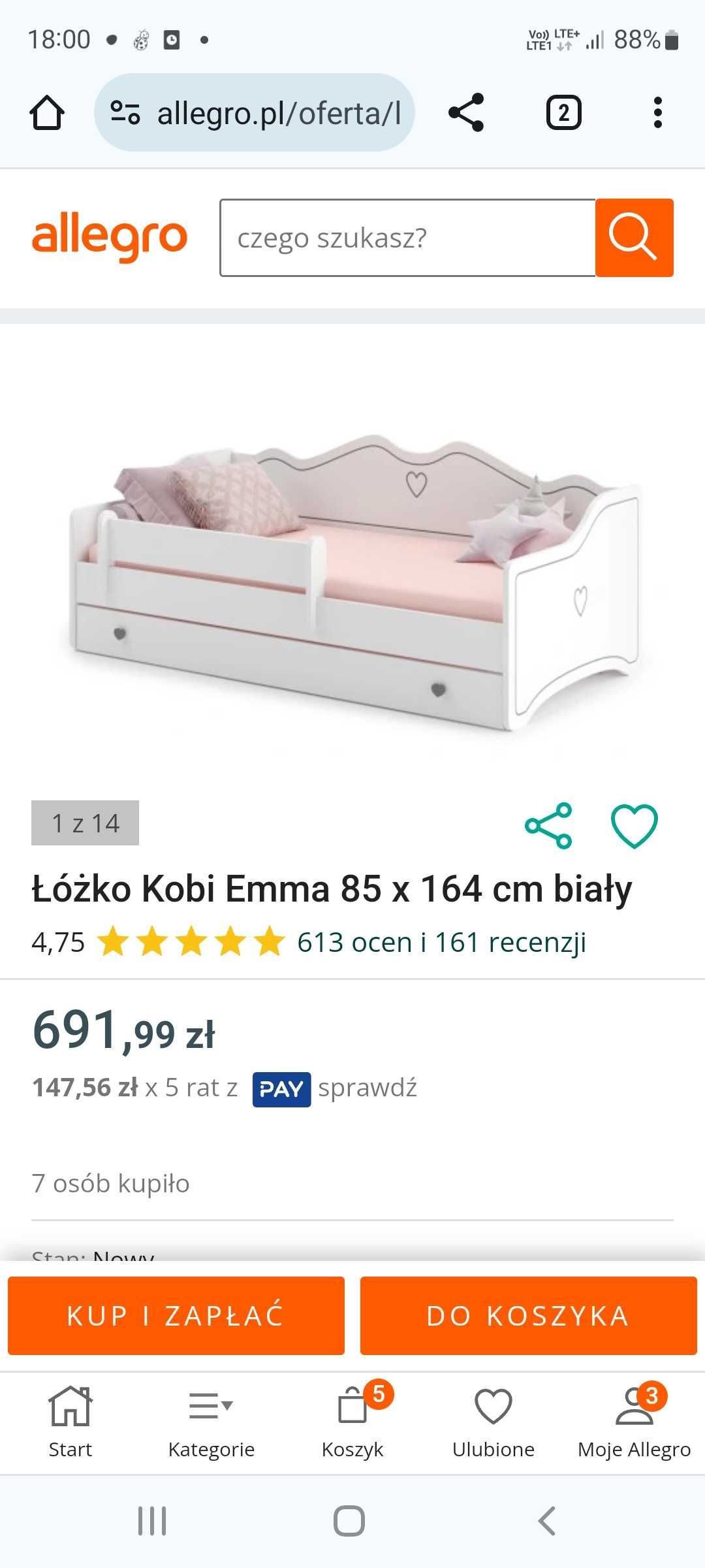 Łóżeczko, łóżko dla dziecka z materacem