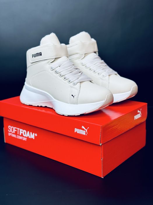 Скидка три дня! Зимние Кожаные кроссовки Пума / красовки Puma / Зима