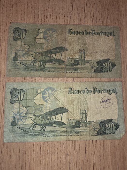 Notas de 20 escudos muito antigas