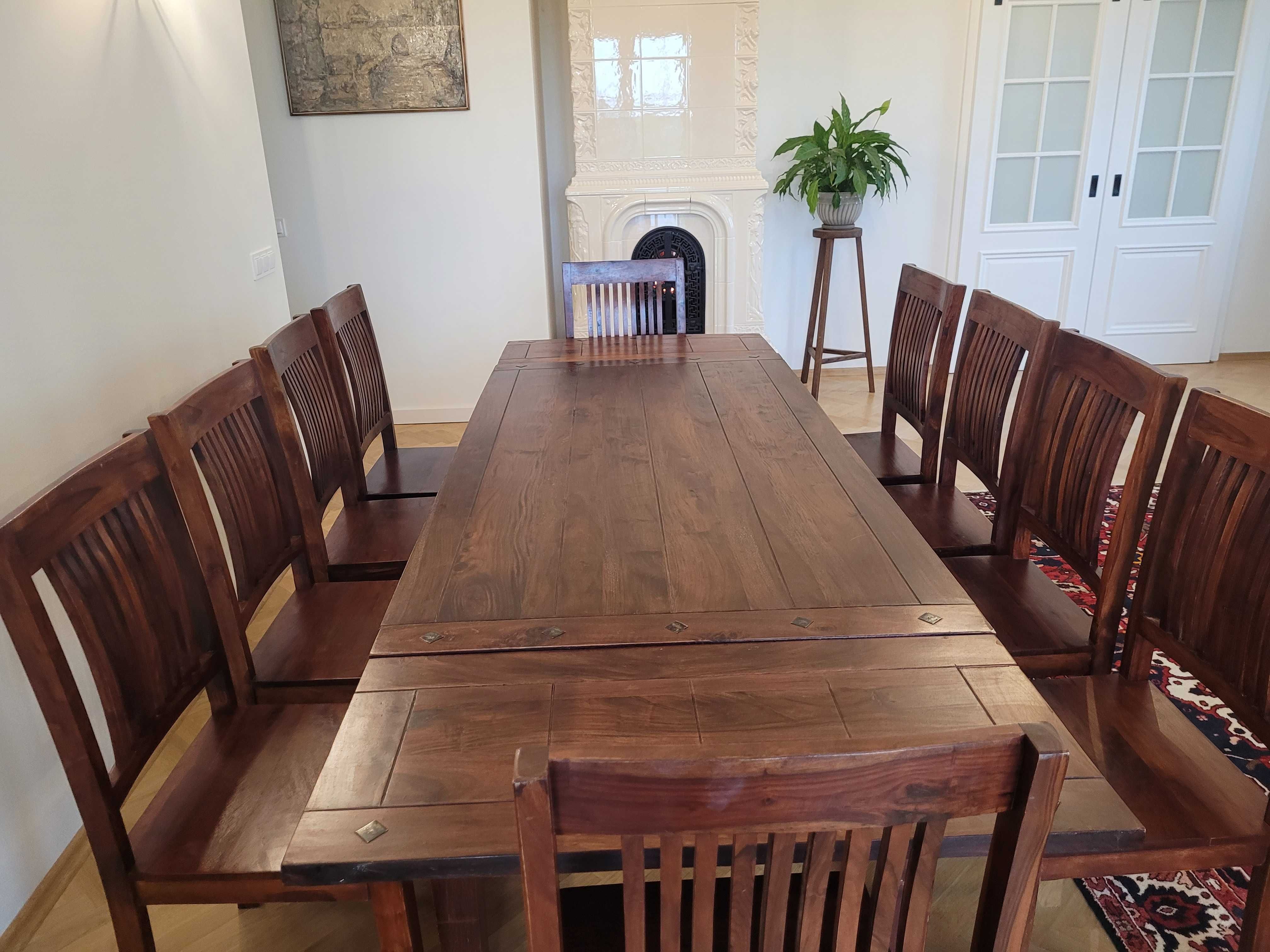 Stół  Frederica lite drzewo akacjowe  i 10 krzeseł rozkładany