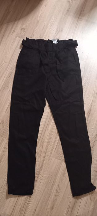 Spodnie czarne wysoki stan na gumce