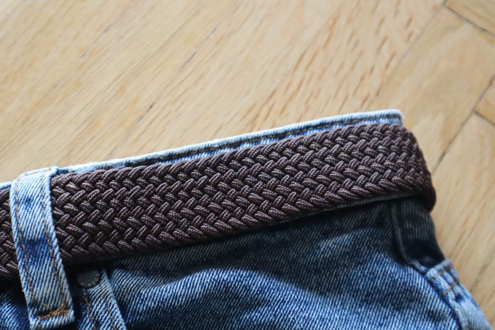 Pasek pleciony brązowy 105 cm