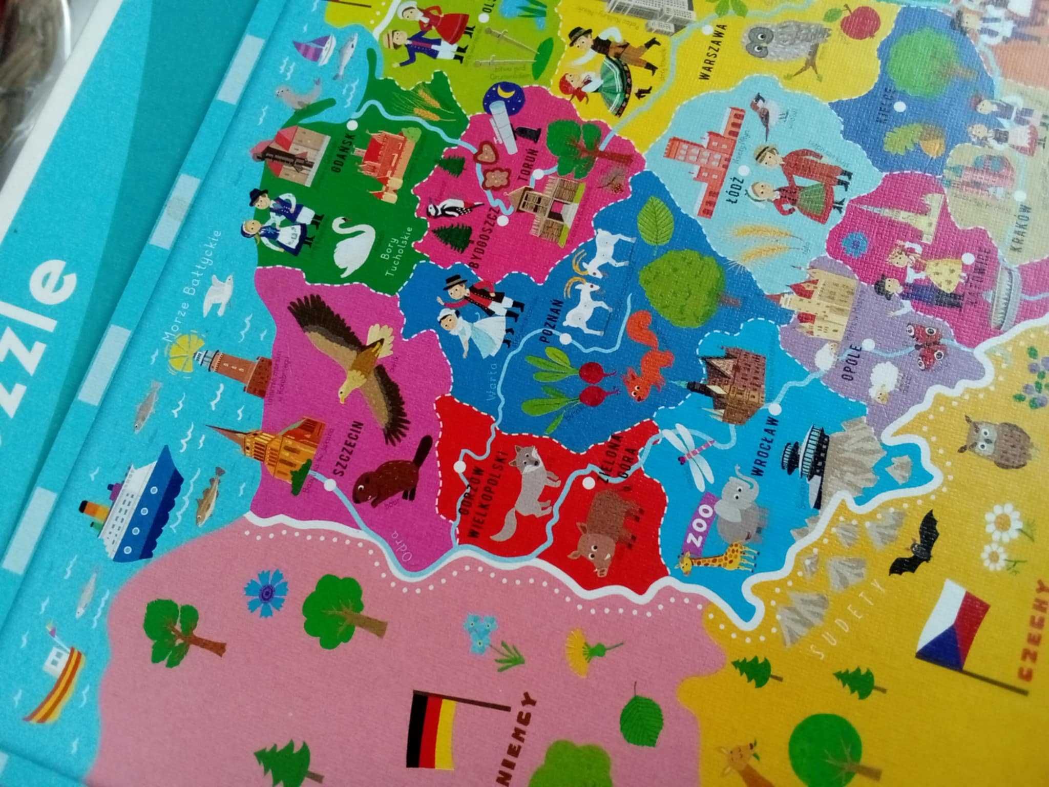 Puzzle, mapa Polski, 4-6 lat