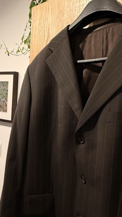 Męska marynarka w paski grafit braz XXL